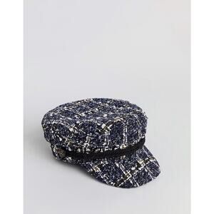 asos boule baker boy hat Fisherman Tweed Grey Black Crest Button Rope OS